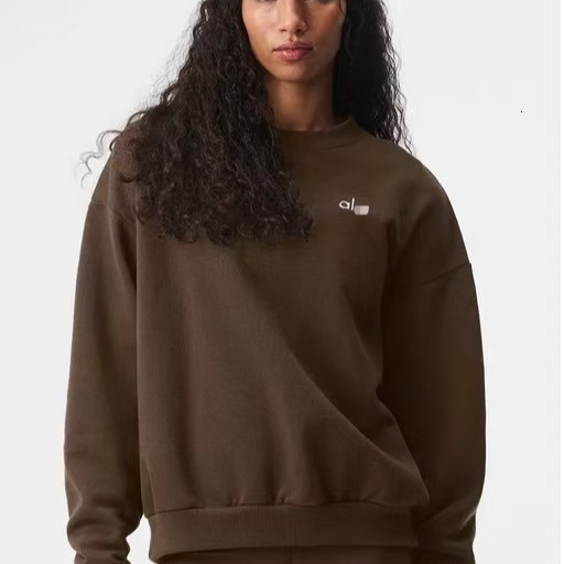 Designer Alonessity Crew Neck Sweatshirt Classic Solid Color Plus Size Loose Casual Versatile Sports Top Long Sleeve Loose Fit