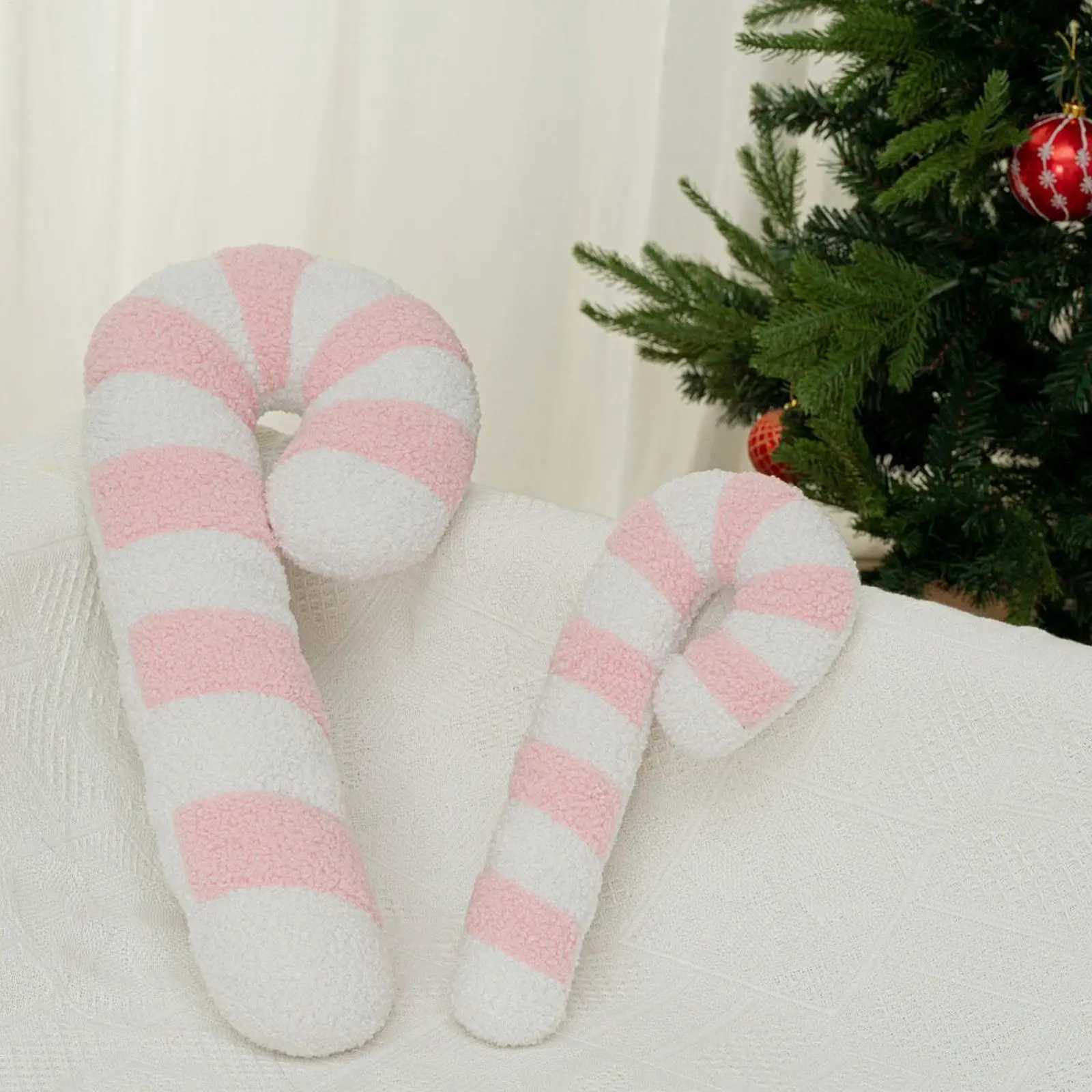 Christmas Lollipop Plush Throw Candy Cane Shape Soft Cushion for Bedroom Sofa Living Room Home Decor Xmas Holiday GiftM251119