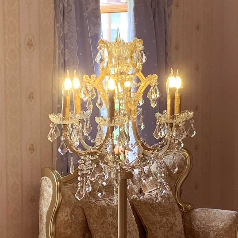 Luxury Crystal Floor Lamp Living Room Bedroom Bedside Lamp European Decorative Table Light Retro Lights Shiny Lamp LED Lighting M251119