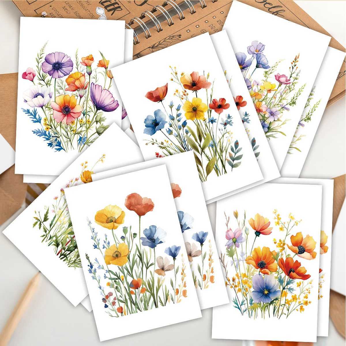 12pcs Watercolor Wildflower Thank You Cards Set with Envelopes Greeting Cards with Messages for Birthdays Invitations Gifts G251119
