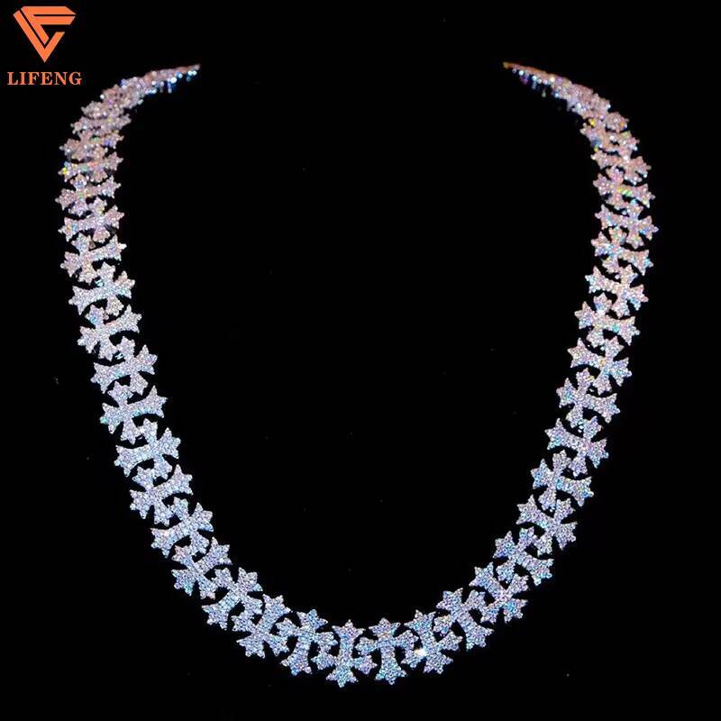 Lifeng Jewelry Miami Custom Necklace Iced Out VVS Moissanite and 925 Sterling Silver Rose Gold Plated Chain Fashion Jewelry
