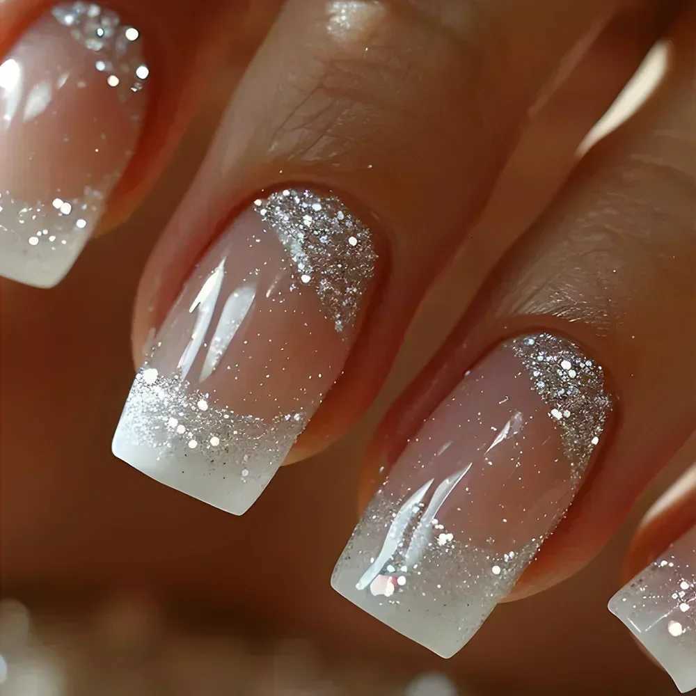 24pcs Black Short Ballet False Nails with Jelly Glue French Design Detachable Fake Nails Art Heart Full Cover Press on Nails TipT251118T251119