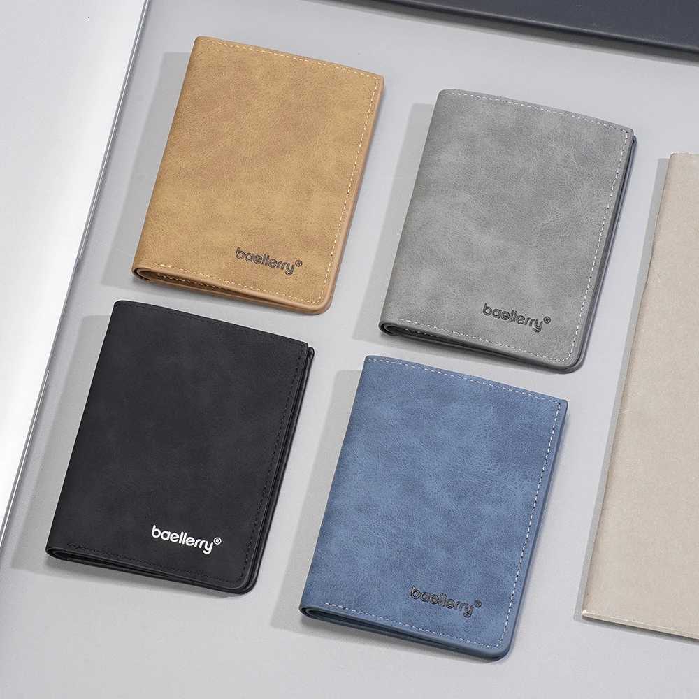 New Simple Mens Wallet Short Card Clips High Quality Thin Male Purses Photo Holder Frosted PU Wallet For MenT251119