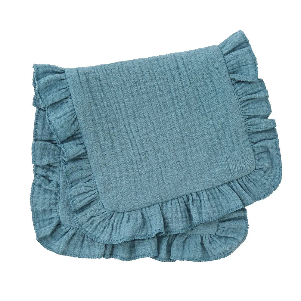 Wholesale plain weave ruffled Burp pads made of 100 pure cotton baby fabric 250414z