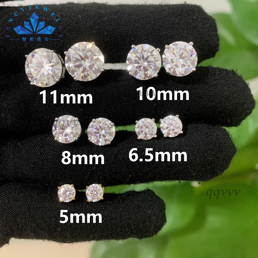 Stock Gra Iced Out 3mm 5mm 65mm 8mm 10mm 11mm Earring Woman Brilliant Cut Vvs Moissanite S925 Earrings Pass Diamond Testerqqvvv