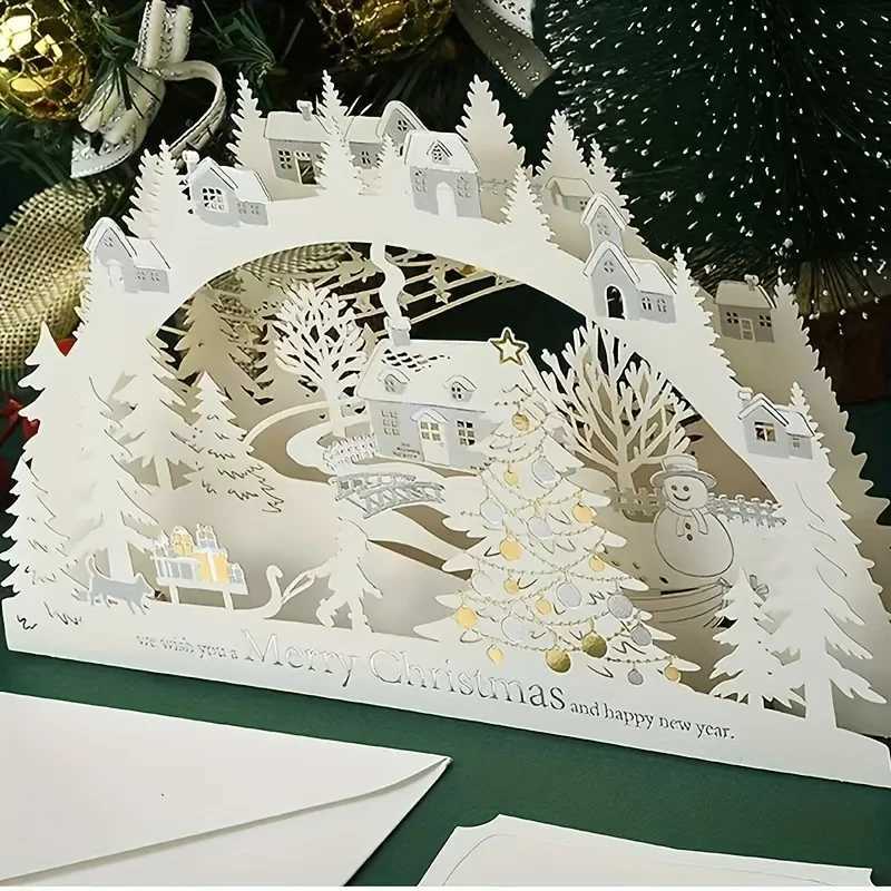 3D Pop-Up Christmas Greeting Cards with Envelopes Note Cards - Festive Floral Design for Everyone G251119