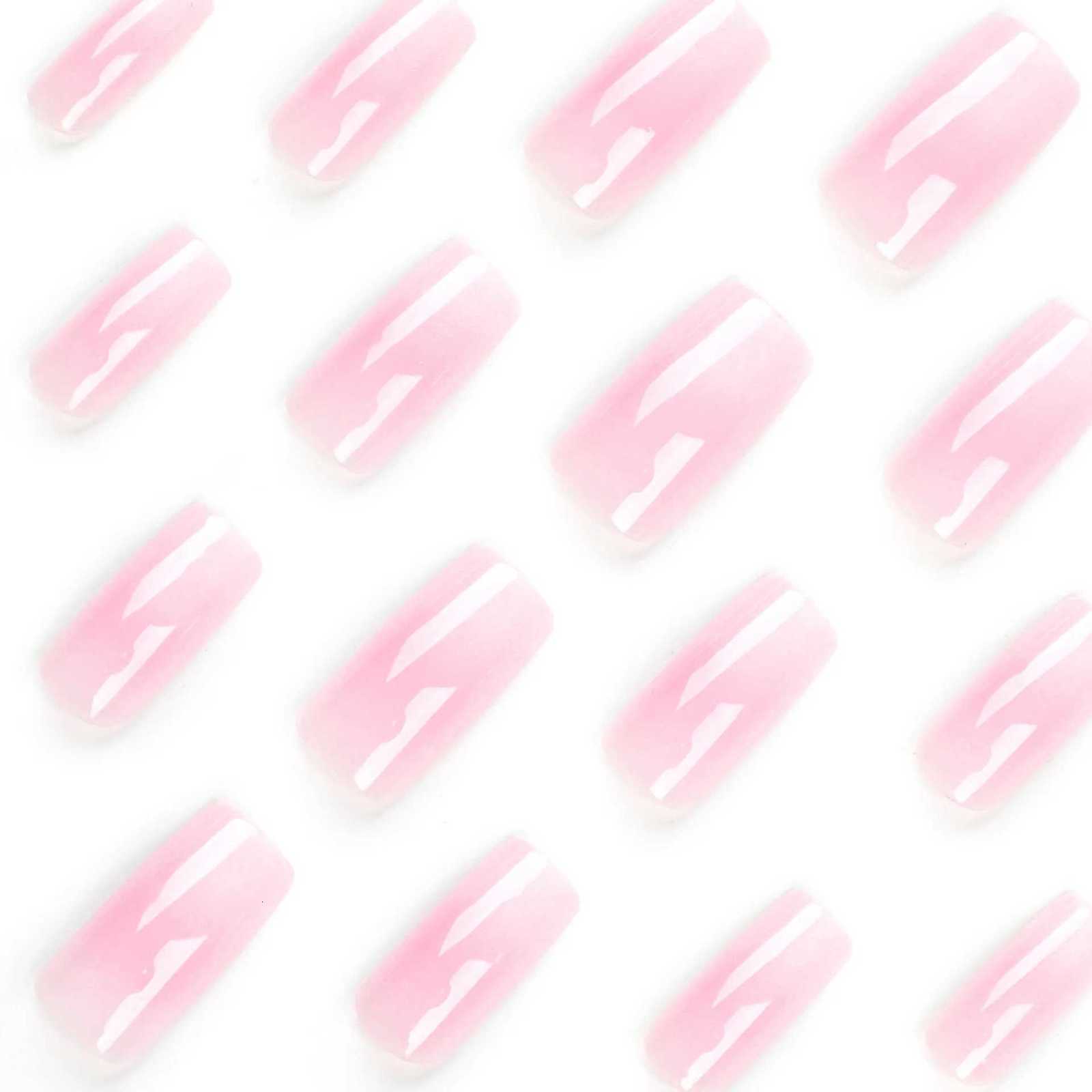 24 PCs Long French Gradient Minimalist Nails with 1 Jelly Gel and 1 Nail FileT251118T251119