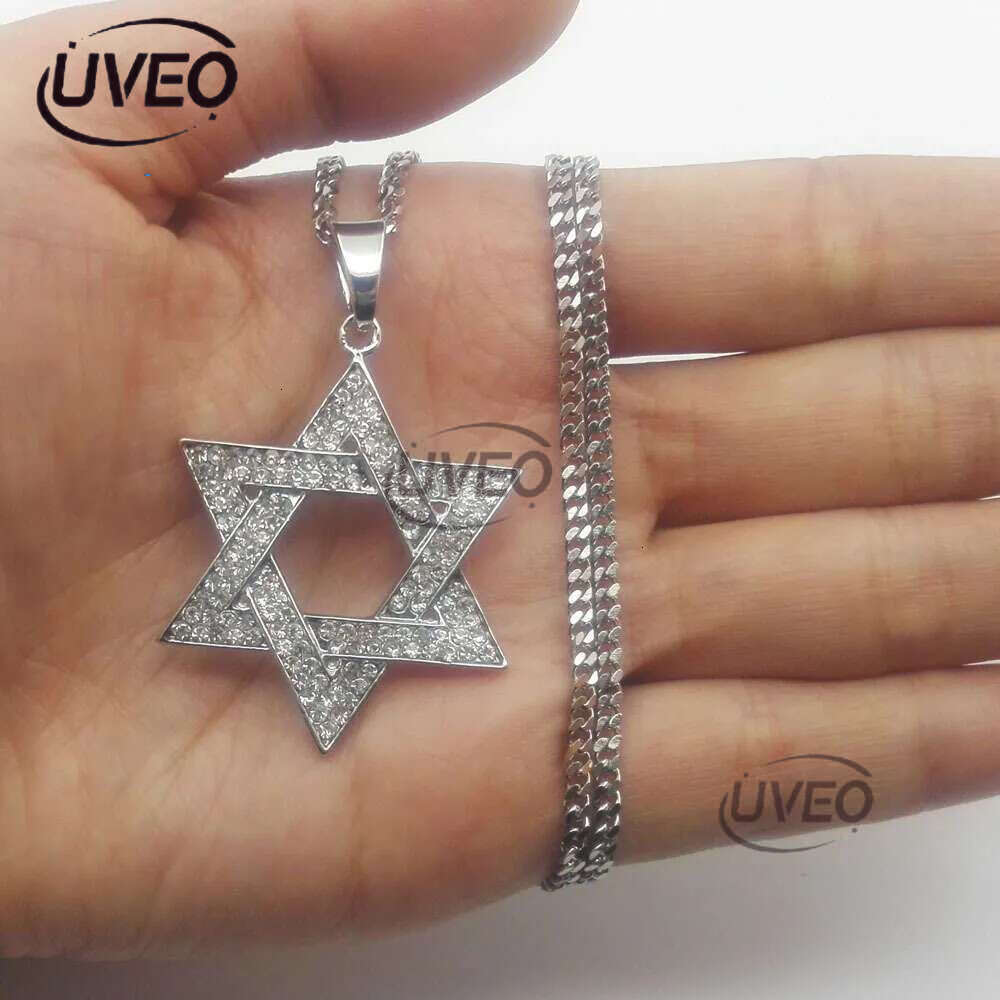 cuban Moissanite pendant necklace pass GRA certified Rhie Star of David Pendant Necklace Hip Hop Jewelry sier