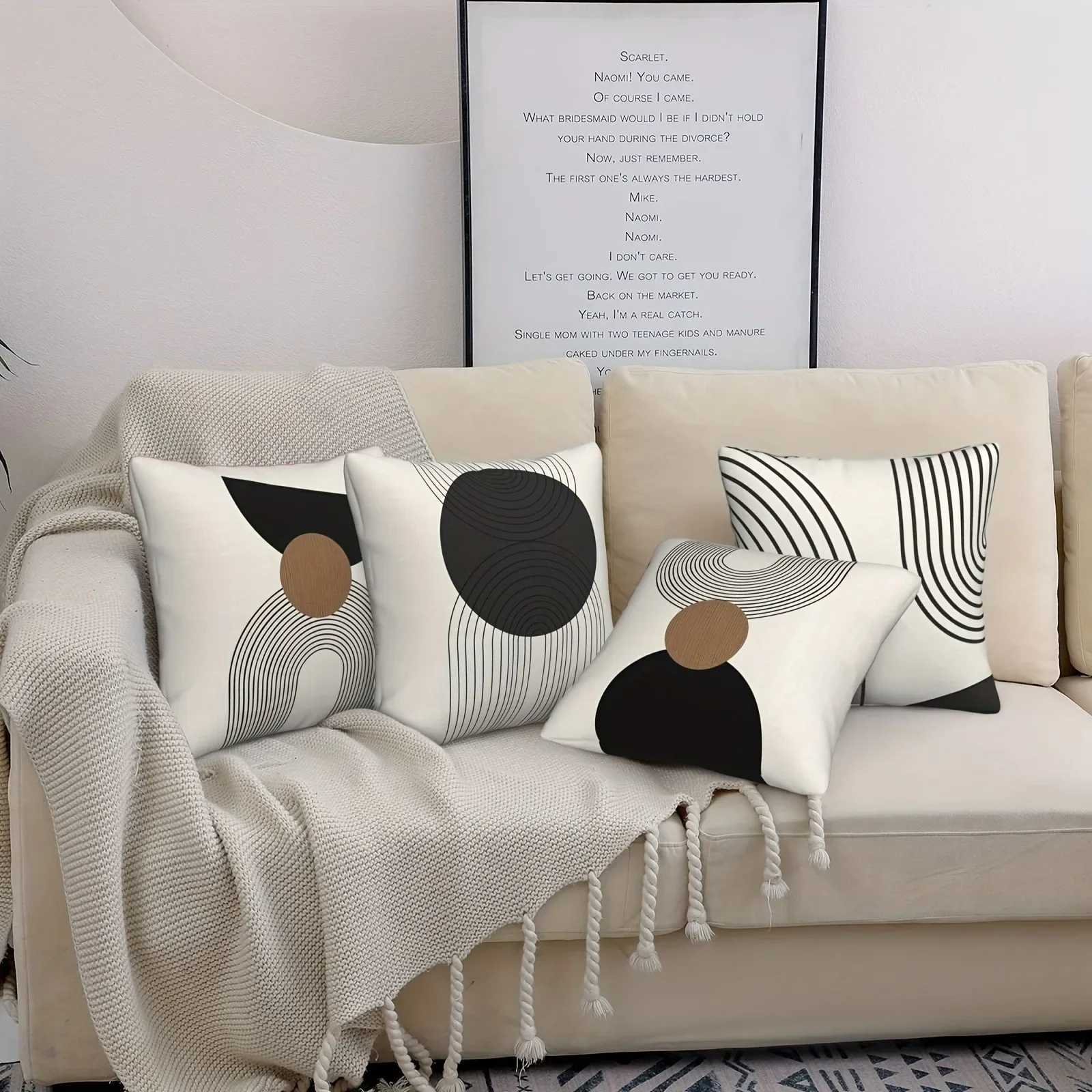 Modern minimalist home decoration cover geometric round line pattern design living room sofa chair cushion coverM251119
