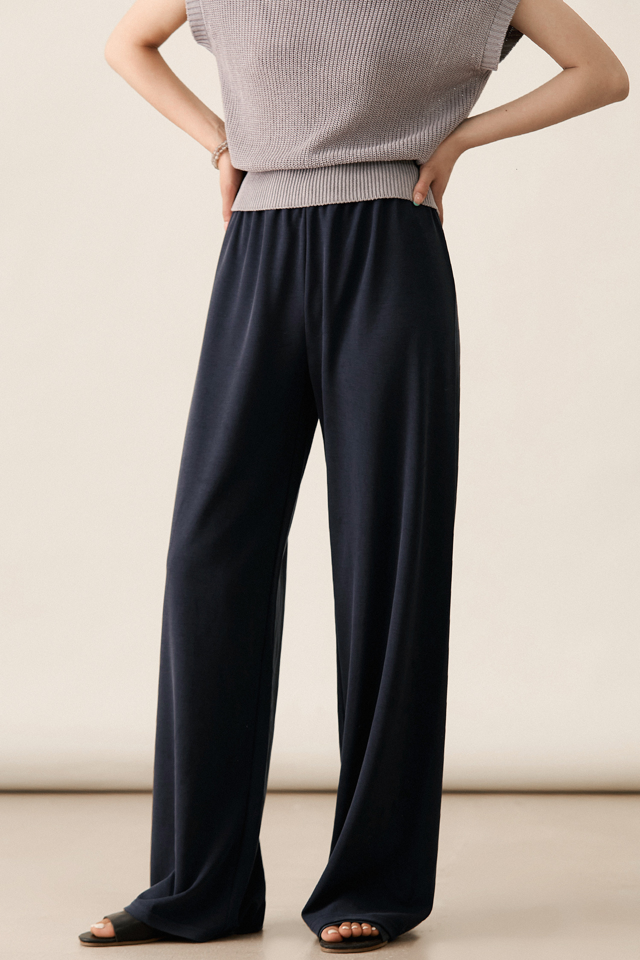 Spring/Summer New Smooth Breathable Skin-Friendly Wide-Leg Straight Slimming Casual Pants