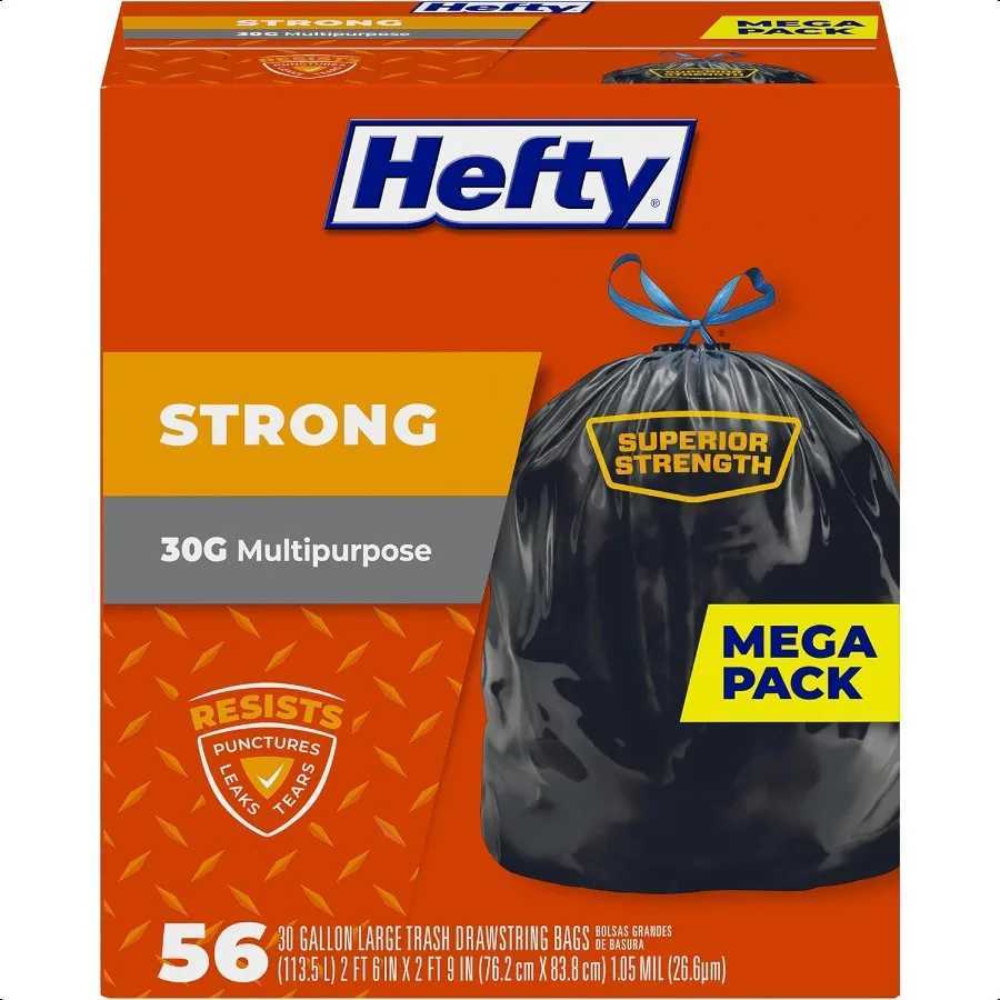 Strong 30 Gallon Trash Bags Large Trash Bags 30 Gallon Size Durable Drawstring Enclosure Resists Punctures Leaks and Tears Blac C251119
