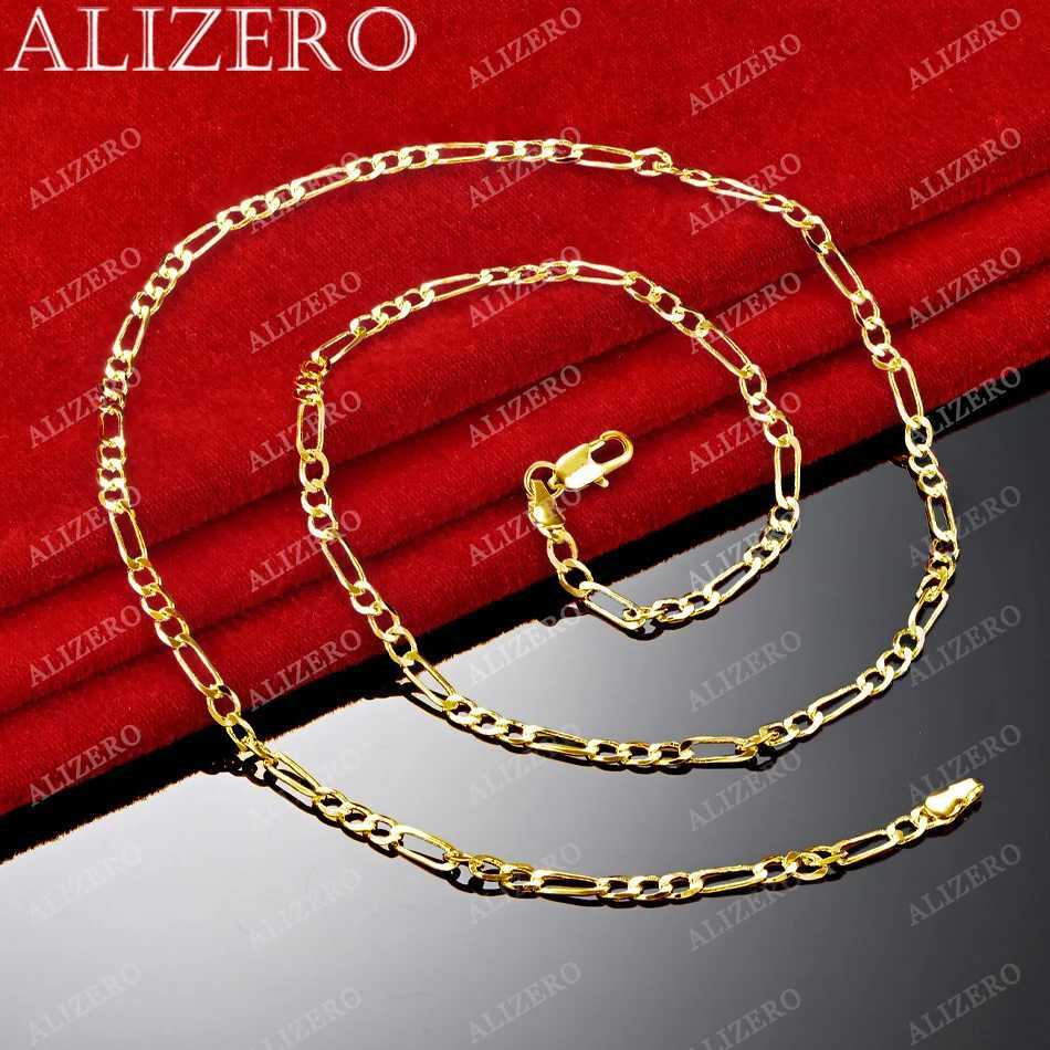 ALIZERO 18K gold 4MM Figaro chain necklace suitable for womens fashionable hip-hop punk necklace jewelry wholesale 40-75cmT250418