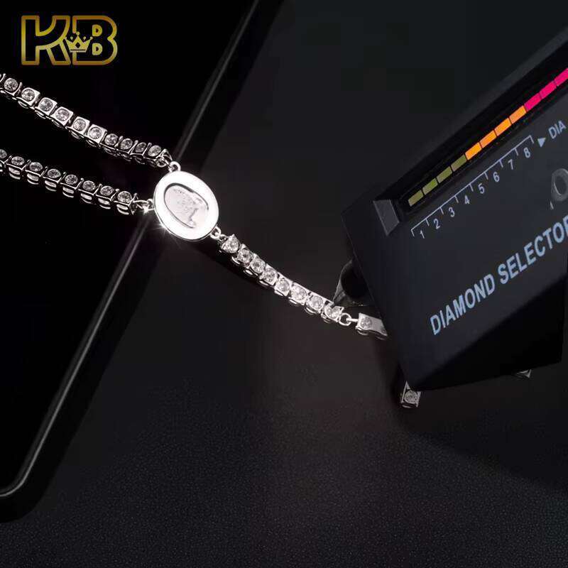 Luxurious Pure Sier Hip-Hop Rosary Necklace 4mm VVS Moissanite Unisex Cross Pendant Chain| Chilled Jewelry