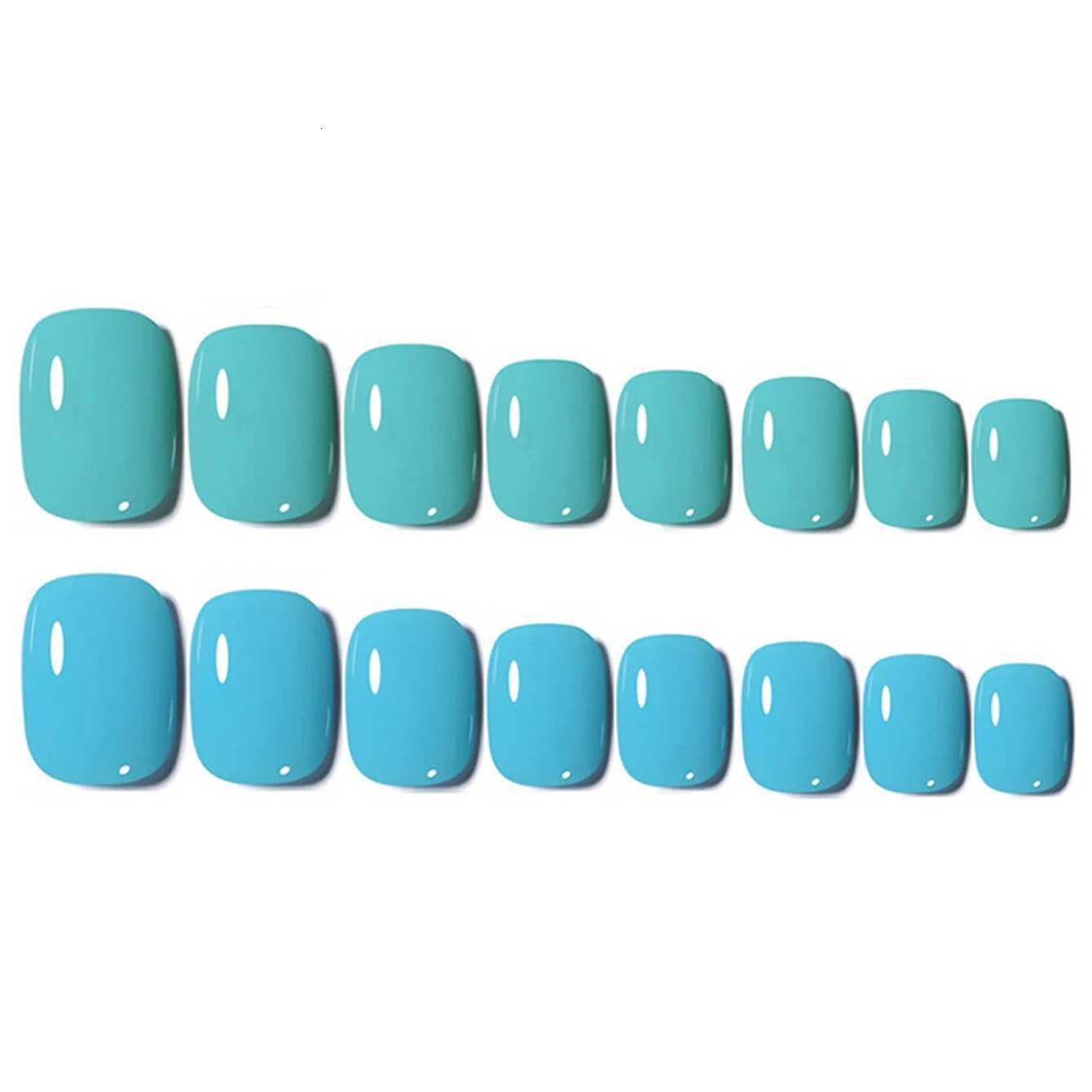 144PCS-Short Square Blue Series Fake Nails Art Set- Full Cover Fake Nail Set For Stylish Women Girls Perfect for DailyT251118T251119