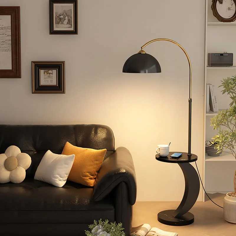 LED Tea Table Floor Lamp Living Room Decoration Bedroom Bedside Lighting Modern Marble Stand Light Black Beige E27 M251119