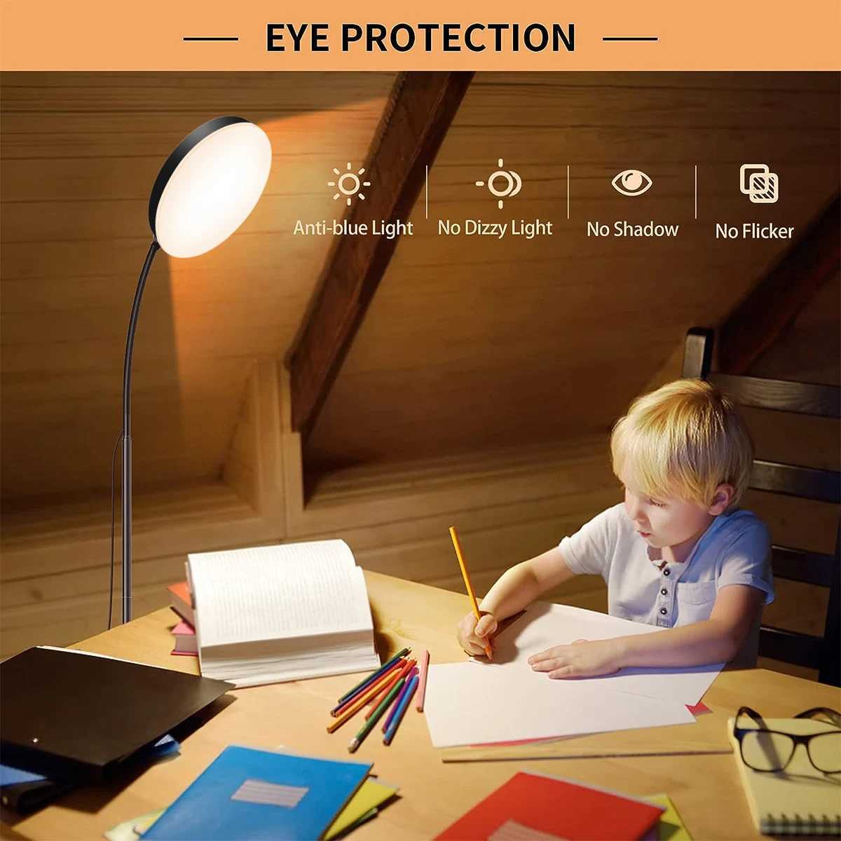 LED Floor Lamp Changeable Reading Lamp with Flexible Gooseneck Dimmable Table or Floor Standing Task Light for Indoor Room M251119