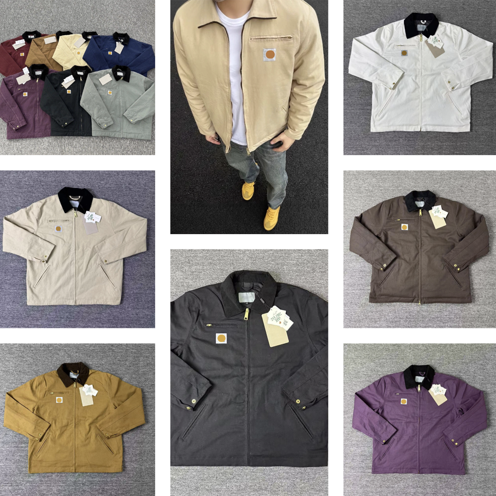 Designer Jackets Men's Old School Vintage Washed Corduroy Collar Utility Mesh Lining Work Wear Canvas Denim Detroit Jacket For Men