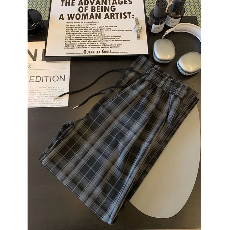 Black Flat Spring/Summer High Waist Loose Straight Pants Korean Casual Pocket Wide Legs Trouthers Womens Z260314