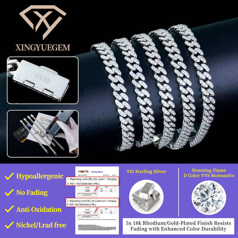 Fast Delivery Miami 6mm Cuban Link Bracelet Mossanite Moissanite Vvs Gra Iced Out Sier Men Hip Hop Jewelry