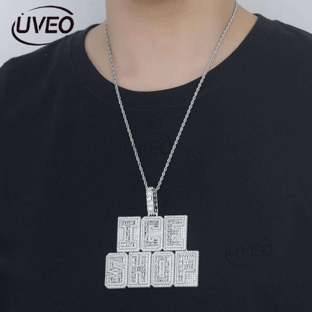 Luxury designer double T-shaped ice out VVS Moissanite Mosaic alphabet pendant, hip hop pendant for men and women