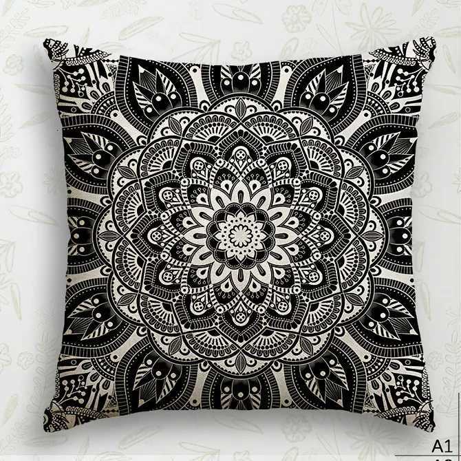 Black and White Mandala case Sofa bedroom cushion cover single-sided printing without coreM251119