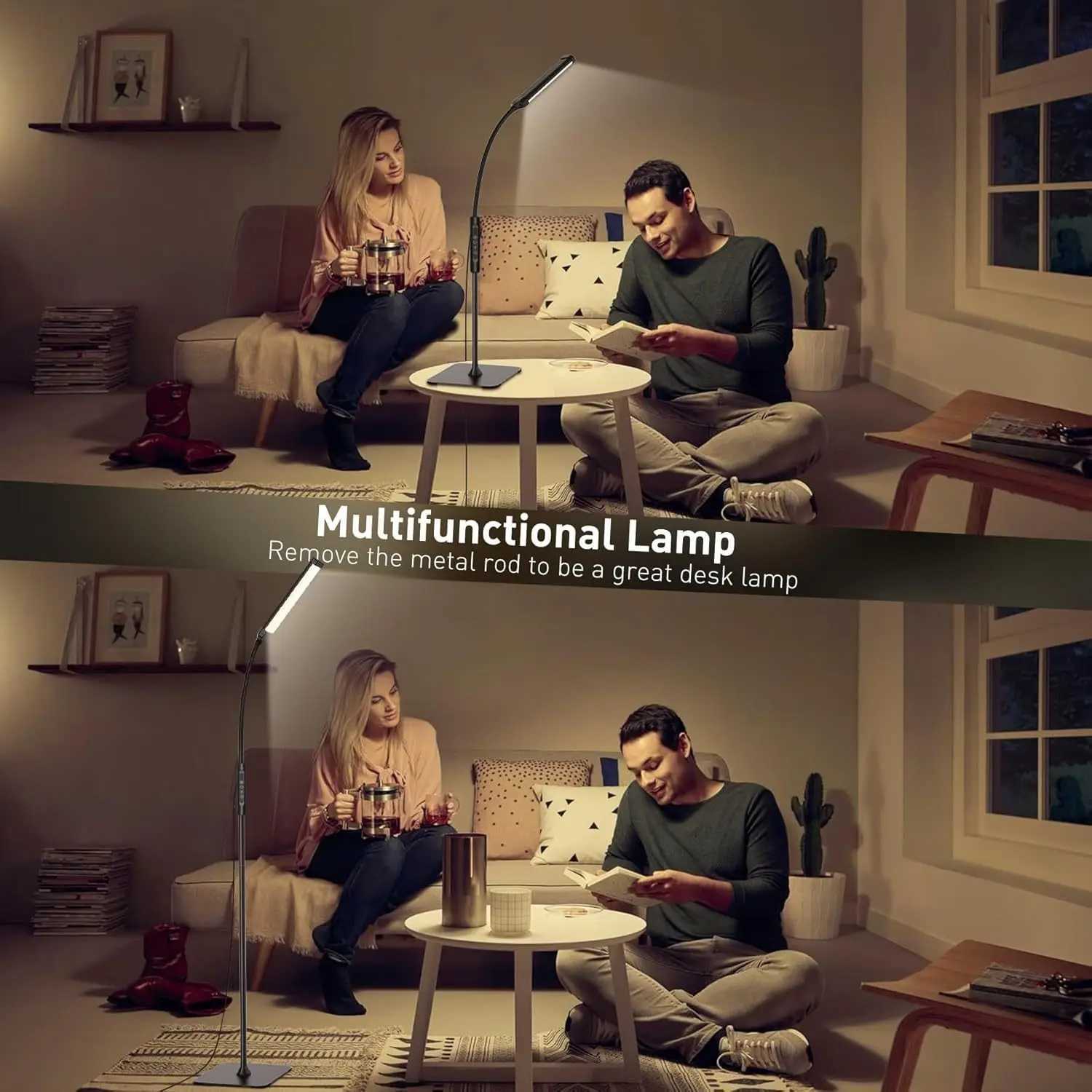 Touch the floor lamp 3 color modes adjustable brightness and height rotate flexibly M251119