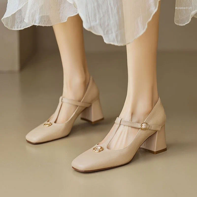 Casual Shoes Plus Size 35-42 Women's Sheepskin Slip-on Mary Jane Flats Square Toe High Quality Soft Comfortable Elegant Ladies Slim