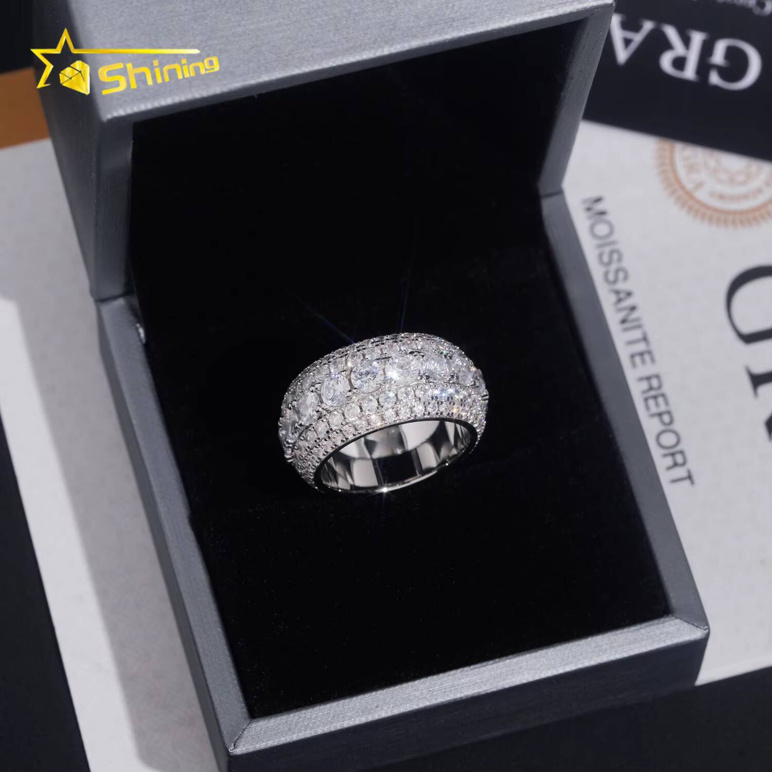 Ready to Ship Men Hip Hop Fully Iced Out CZ Diamond Ring Fashion Jewelry Rings Brass Zircon Engagement Ring