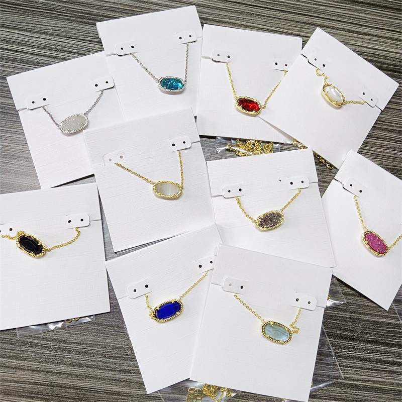 Pendant oval necklaces designer kendrascort plated gold necklace chain womens necklace white pink crystal christmas gift luxury necklace designer jewelry ho221 b