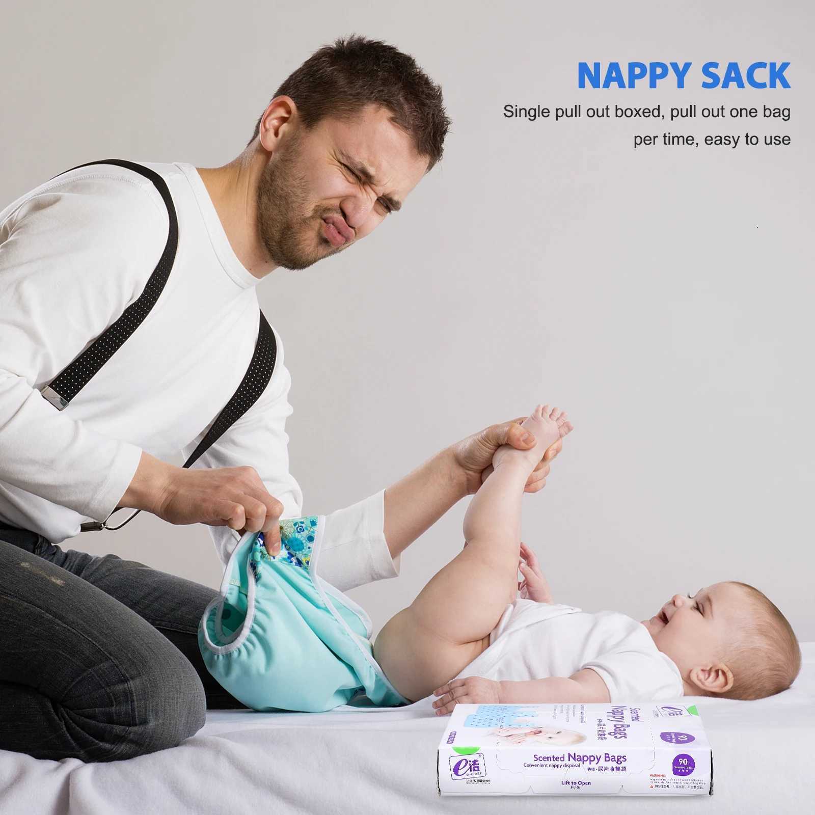 90pcs/Box Disposable Trash Bags Fragrance Diaper Scented Nappy Bags Nappy Sack Collection Bag Vest Bag Boxed Pull-Out Type C251119