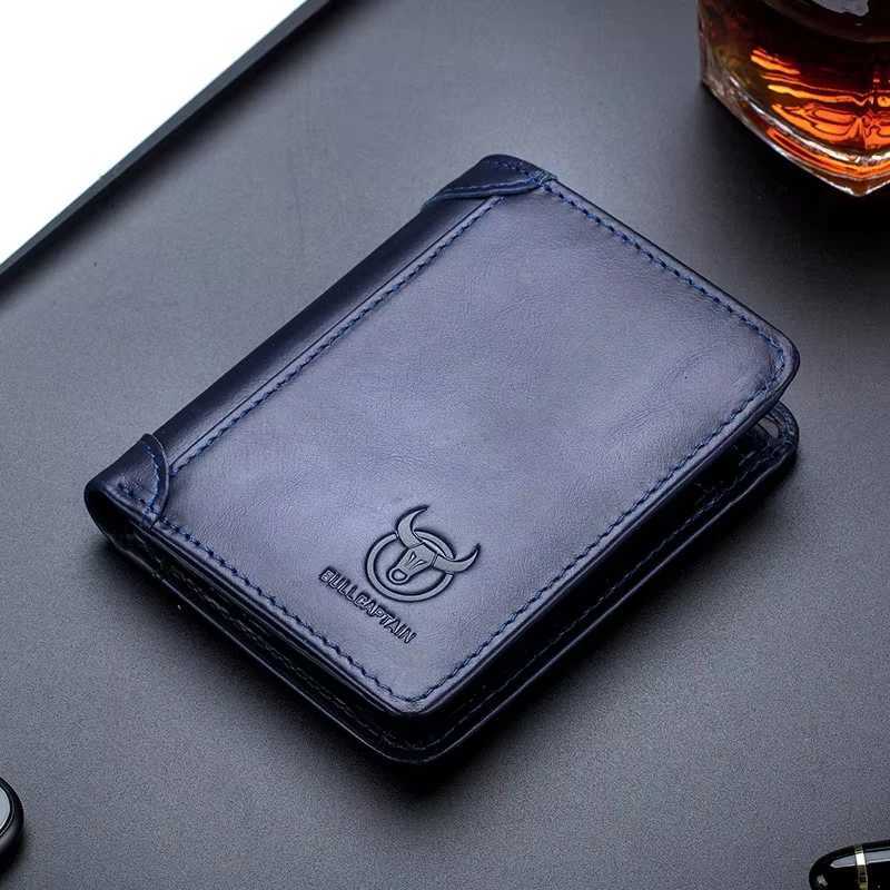 Blue Fashion Genuine Leather Man Wallet High Quality Card Holder Male Purse Pocket RFID Blocking WalletT251119