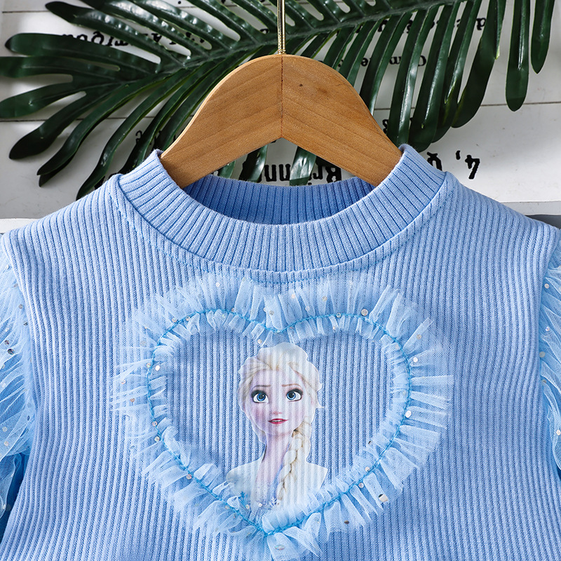 DISNEY Girls designer clothes baby clothes kids dress Elsa dress from Frozen children's dress with net skirt princess dress