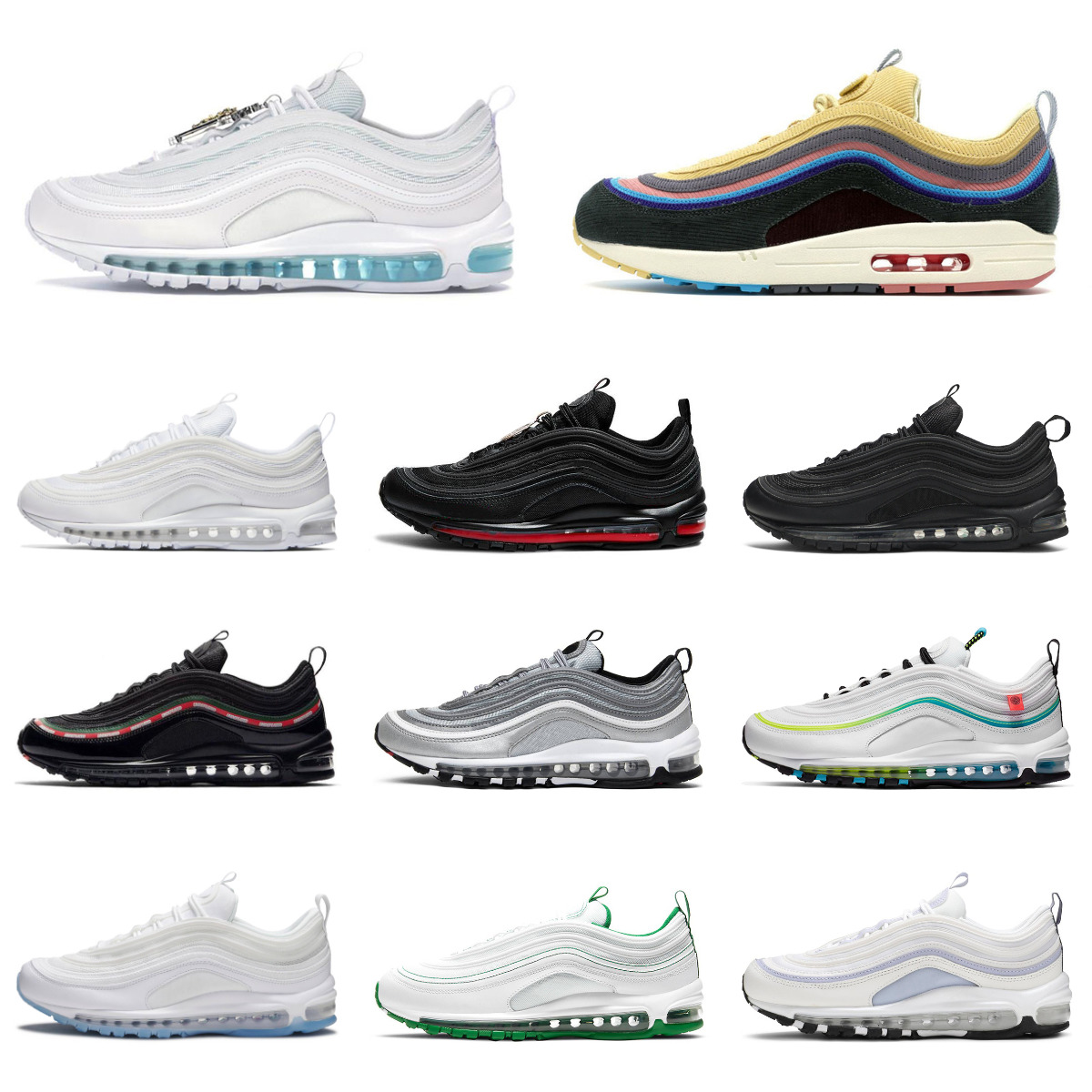 Trainers 97 97s Sports Shoes Men Women Sean Wotherspoons MSCHFs X INRI Jesus Satan Futura Crucifix Outdoor Shoe Triple Black White Silver Designers Jogging Sneakers
