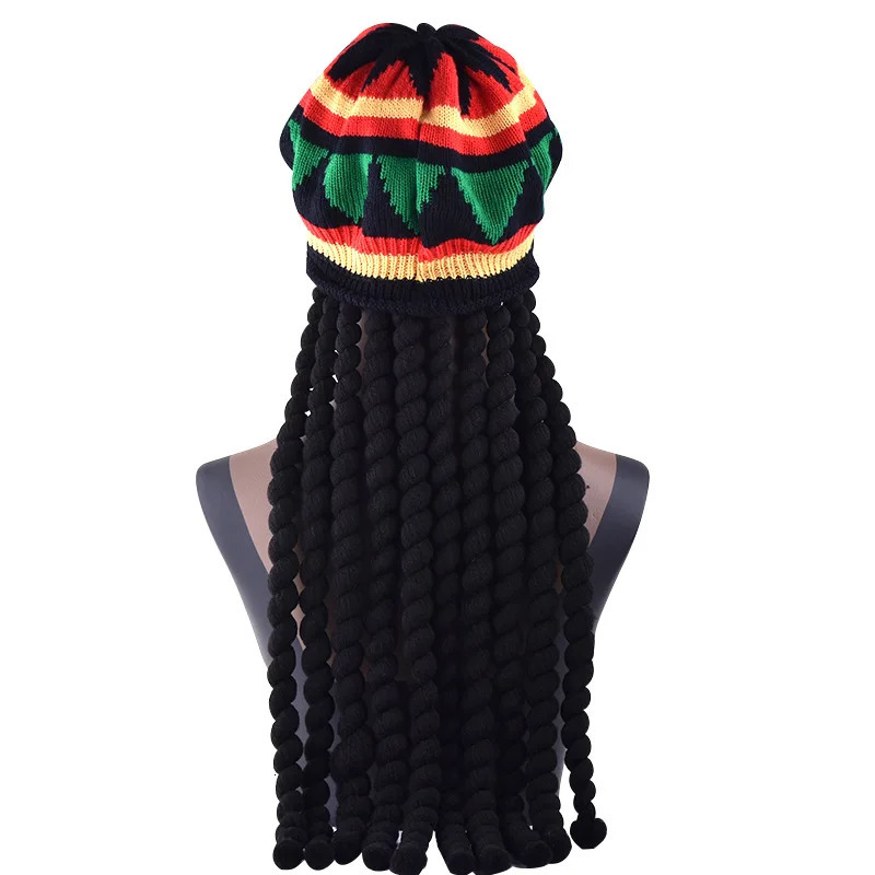 Unisex Knit Braid Hat Jamaican Bob Rasta Beanie Cap Hip Hop Cap Men Dreadlocks Wig Bob Caribbean Fancy Dress Up Headwear251118 - view 5