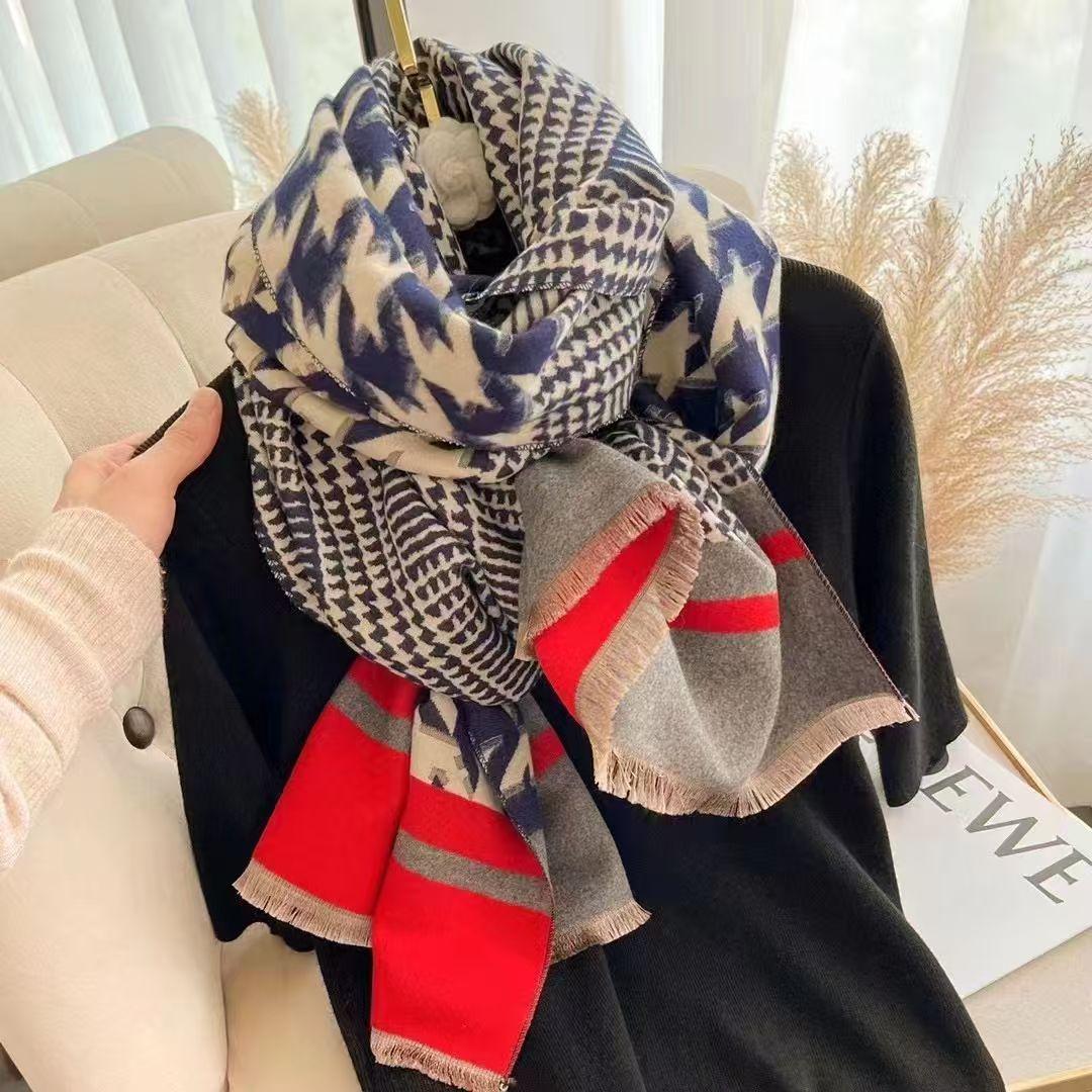 T508 new thick cashmere scarf women plus velvet European and American style warm silk scarf autumn and winter scarf