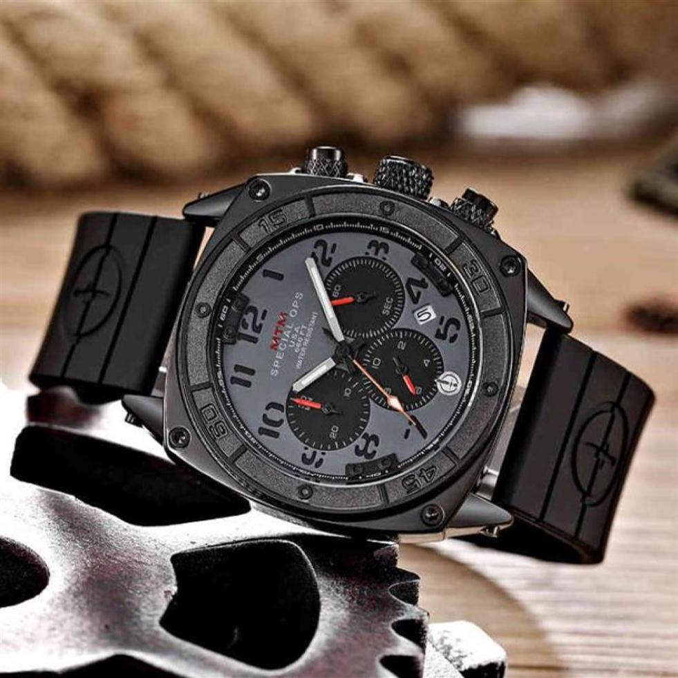 Fashion Square MTM Military Series Stainless Steel Case Silicon Tape Multifunctional Sports Luxury Quartz Watches for Men5900290287Y