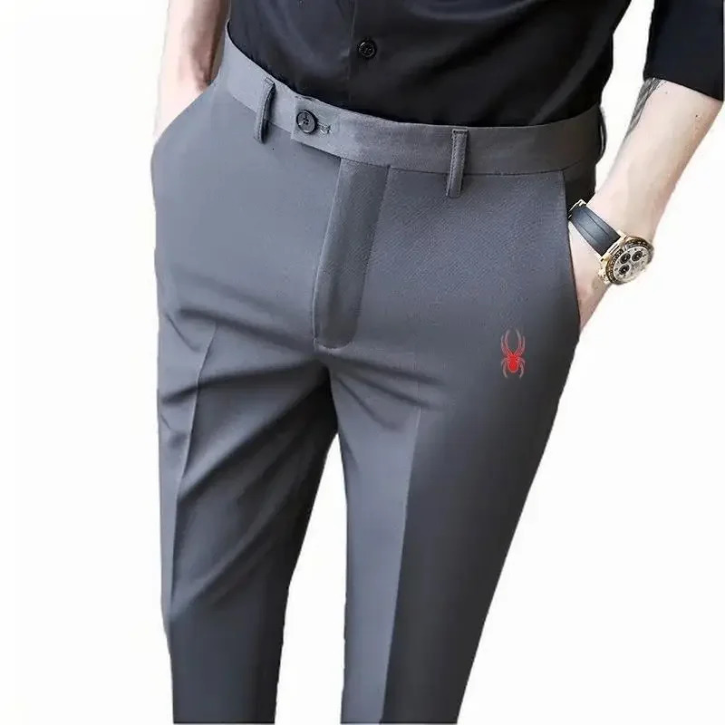 Mens golf cart ultrathin fit dress business casual set Korean version elastic sports ninth pair of pants 250418