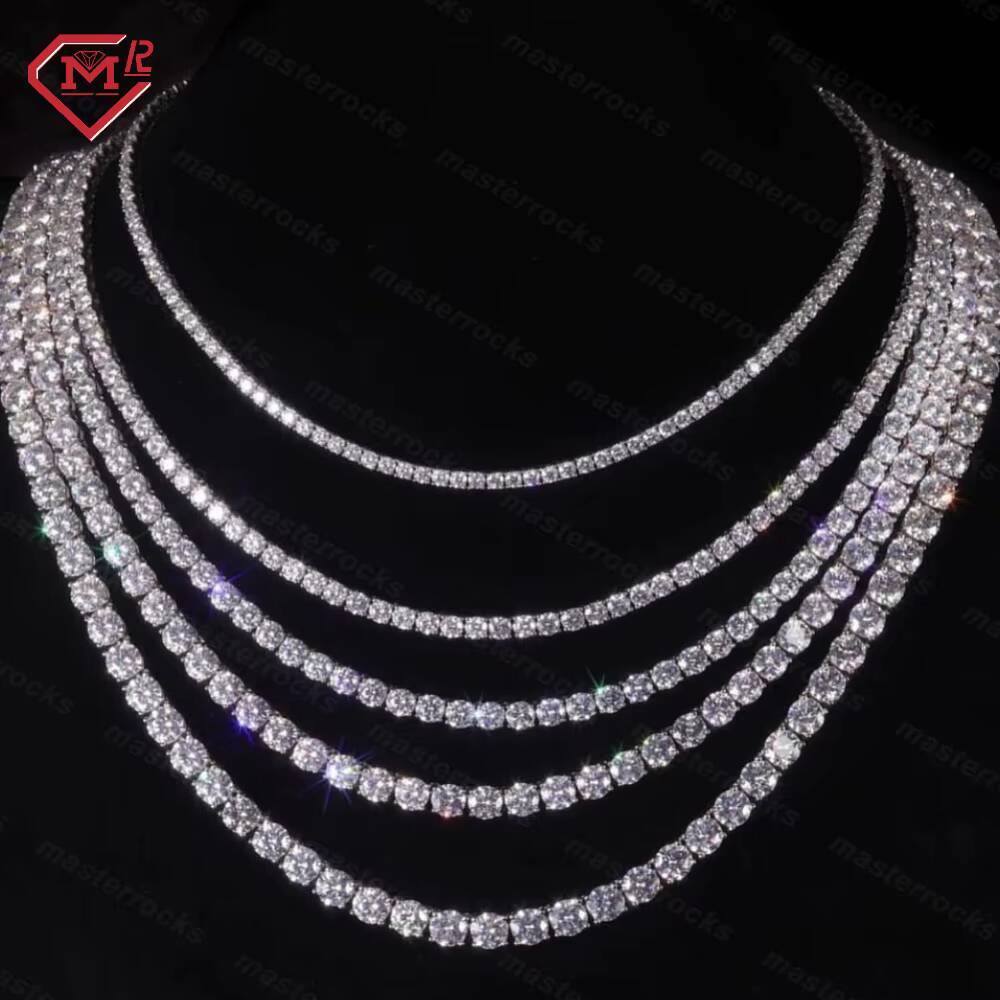 Full Size Moissanite 925 Silver Tennis Necklace Factory Price Iced Out Moissanite Diamond Tennis Chain