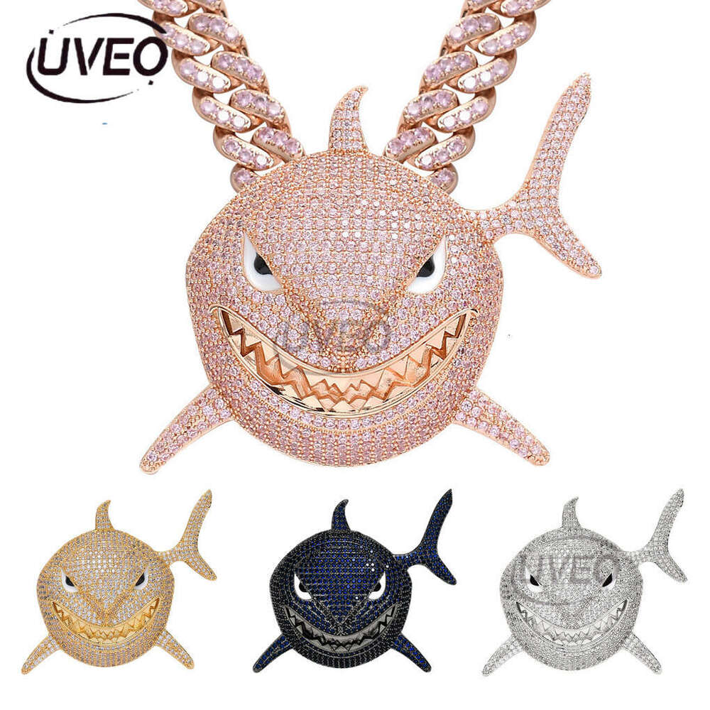 Luxury designer Great Shark Street Advantage Cool Funky Ice Out VVS Moissanstone Hip Hop Cuban Chain Pendant with FREE shipping