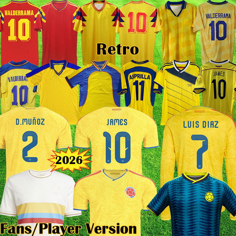 2026 World Cup Colombia Soccer Jerseys 1990 1994 Retro Kits 2024 Centenary Kit JAMES 1998 2001 Vintage 2025 CoLUmBIa collection Football Shirt Camisetas VALDERRAMA