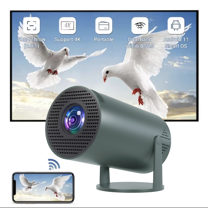 Android 12 HY300 PRO 4K Wi-Fi Dual Band + Bluetooth 5.0 Outdoor Projector (180 ANSI Lumens)