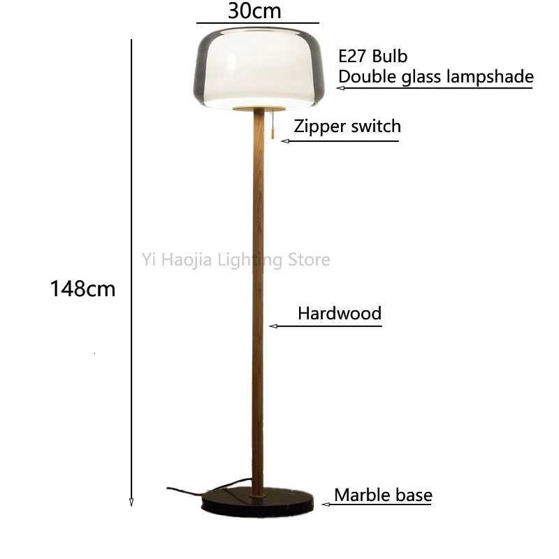 Modern Double Glass Floor Lamps Minimalist Corner Standing Lamp Sofa Home Decoration Living Room Bedroom Bedside Lamp Lighting M251119