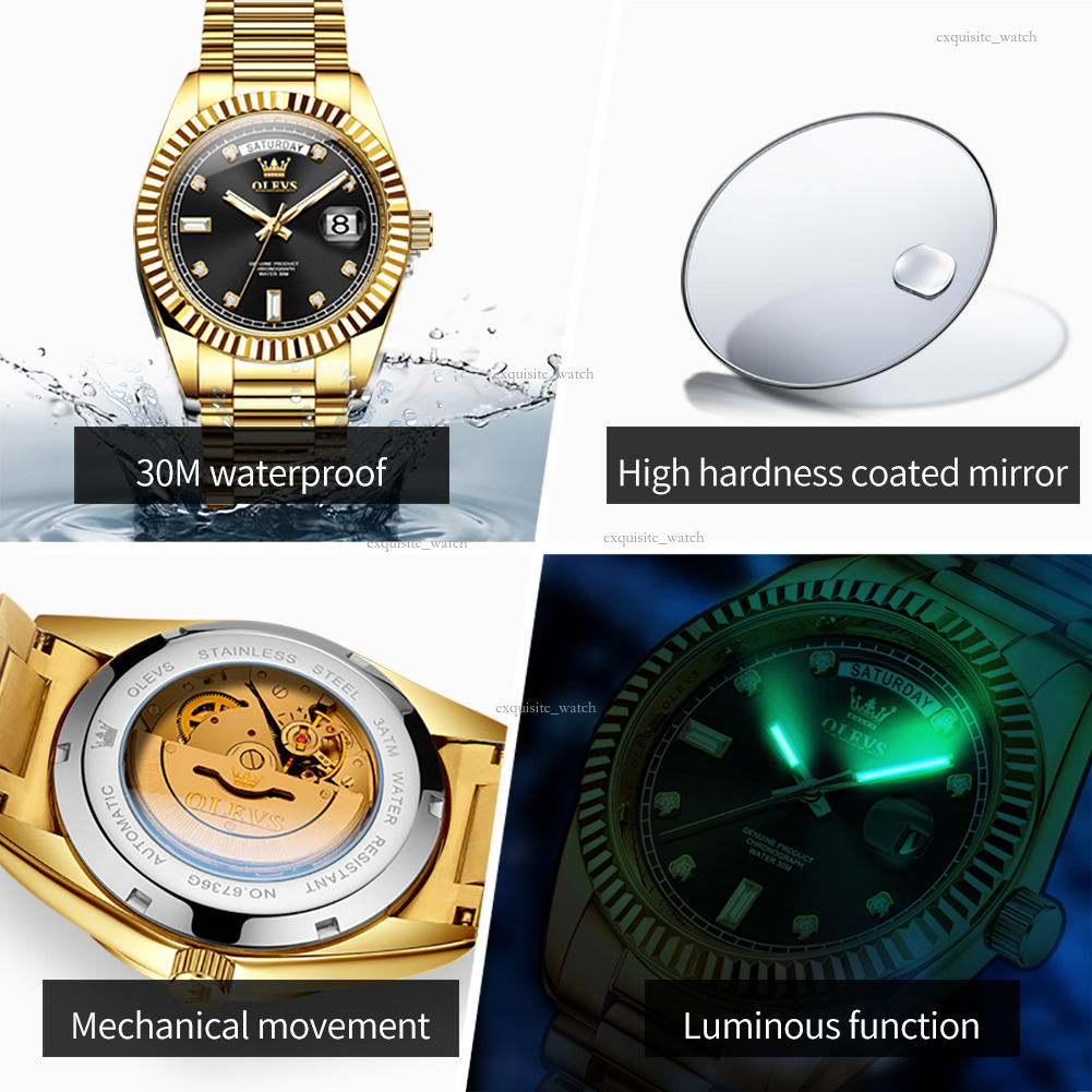 OLEVS Brand Men's Strongman Style Outdoor Date Solid Watches Men Designer Steel Band Mechanical Watch Men's Watch Men's Watch Free Ship