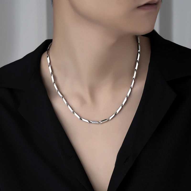 Hip hop Titanium Steel Necklace Handmade Square Diamond Chain Bamboo Chain Fashion Mens and Womens Kravik Chain AccessoriesT250418