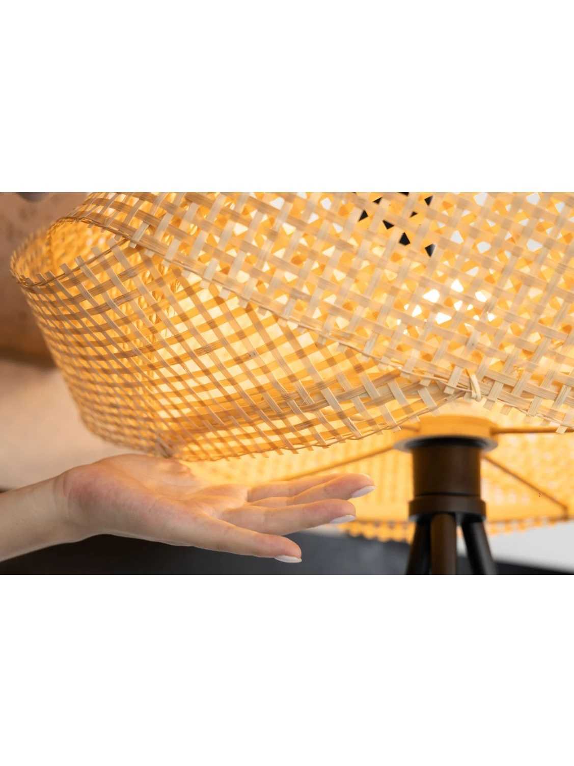 Middle Aged Bamboo Woven Floor Lamp Living Room Lamp Bedroom Bedside Lamp WabiSabi Room Decoration LED Dining Room Pendant Light M251119