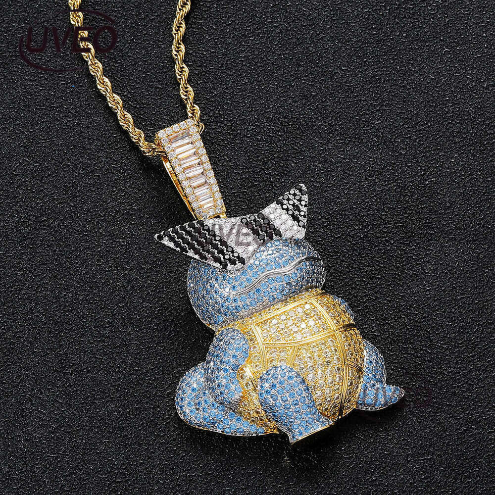 Luxury designer Cartoon Squirrel with real gold plating inset ice out VVS Moissanite Pendant Men Women Hip Hop pendant Free shipping