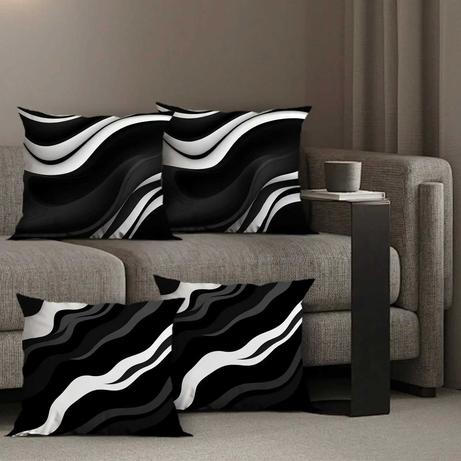 Black and white geometric case case ultra-soft polyester material living room sofa back car case decorationM251119