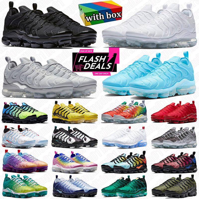 with box free shipping Tn Plus Running Shoes man women Triple White Black Cool Grey University Blue Fuchsia Dream Sneakers Outdoor Sports Trainers 36-47