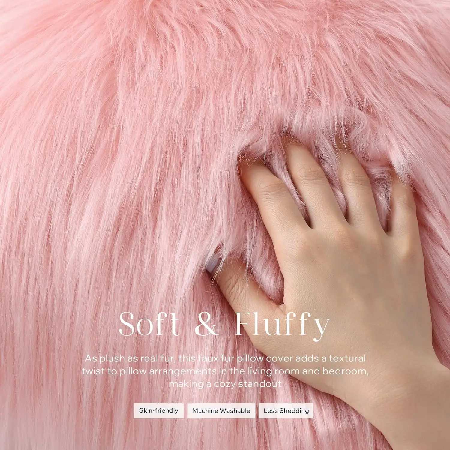 1pc Heart/Square Shaped Throw Cushion Long Plush Cushion Pad Fluffy Soft Comfortable For RoomM251119