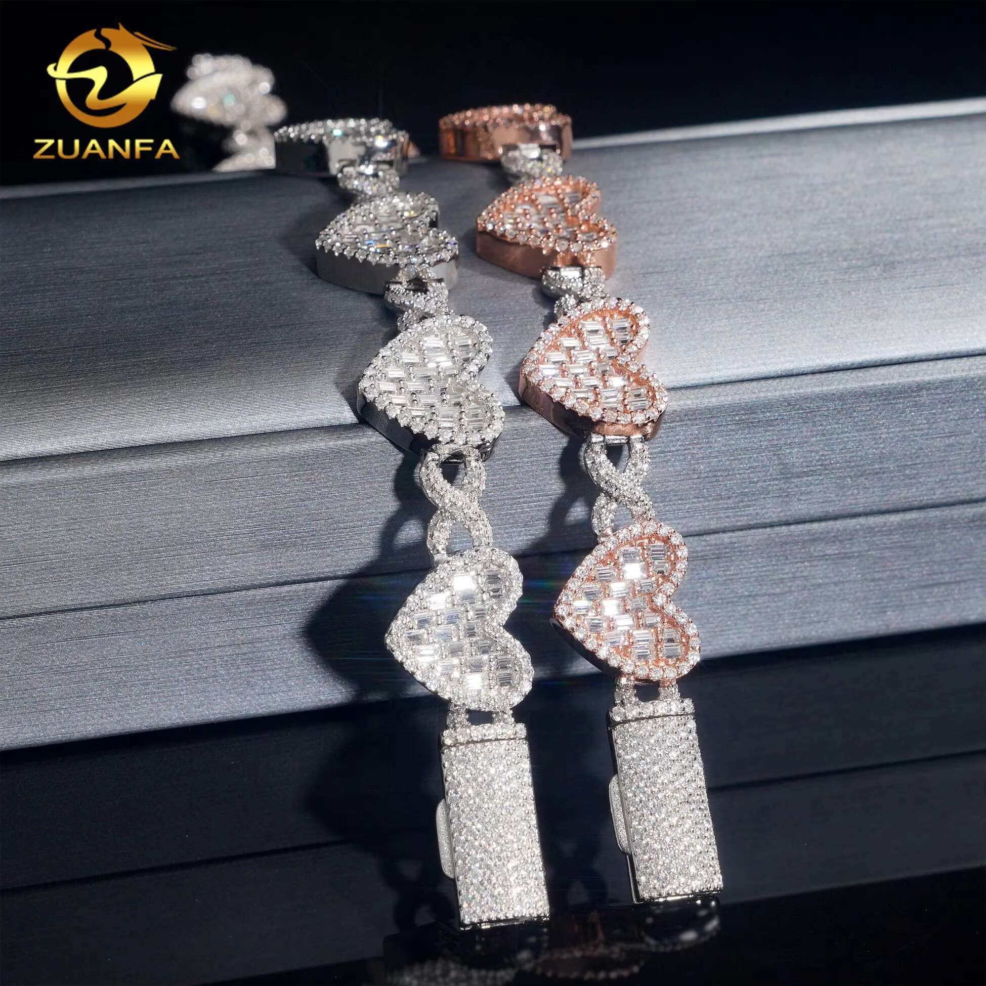 New Arrivals Sterling Silver 925 Fine Jewelry Iced Out Diamond VVS Moissanite Jewelry Cuban Link Chain Hip Hop Bracelet